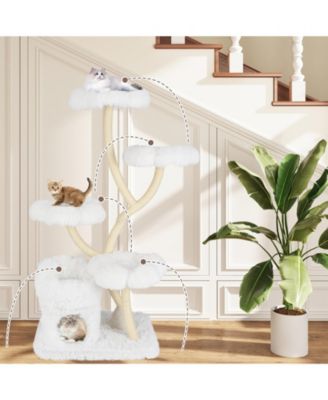 Freestanding Cat Tower Tall Cat Tree w/ four Flower-shaped Platforms Cat Condo
