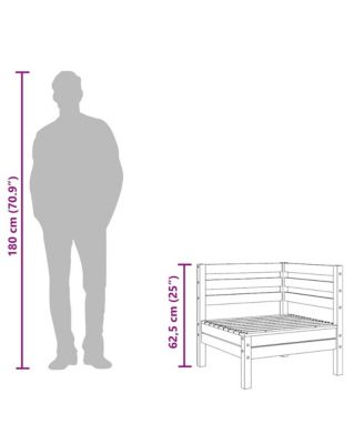 Garden Sofa Wax Brown Solid pine wood Medium Modular