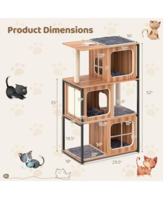 Modern Cat Tree for Indoor Kittens Cat Tower House w/ Metal Frame Large Platform
