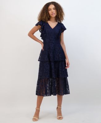 Women's Tiered Lace Midi Dress 
