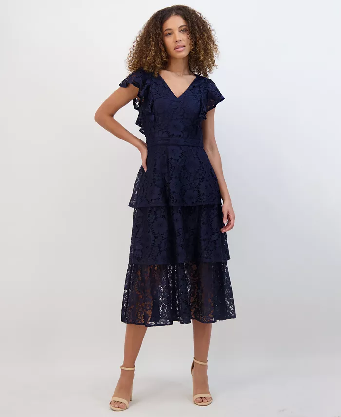 Women's Tiered Lace Midi Dress - thumbnail 5