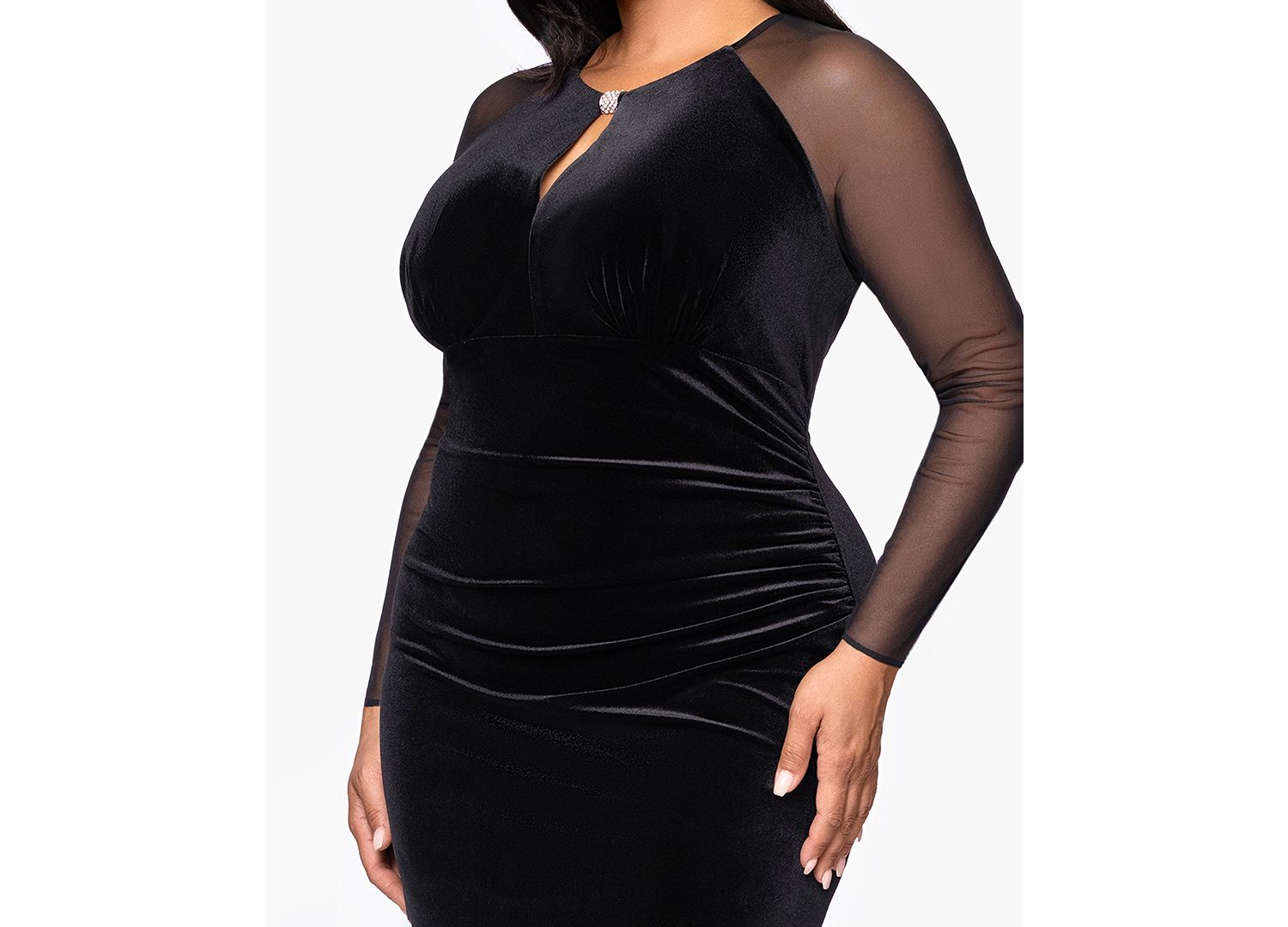 Plus Size Velvet Mesh Gown