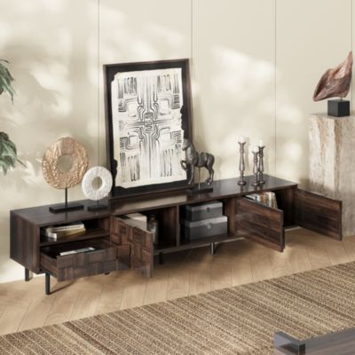 78" Mid Century Modern TV Stand with Storage Cabinets