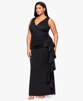 Plus Size Sleeveless Ruffled Gown
