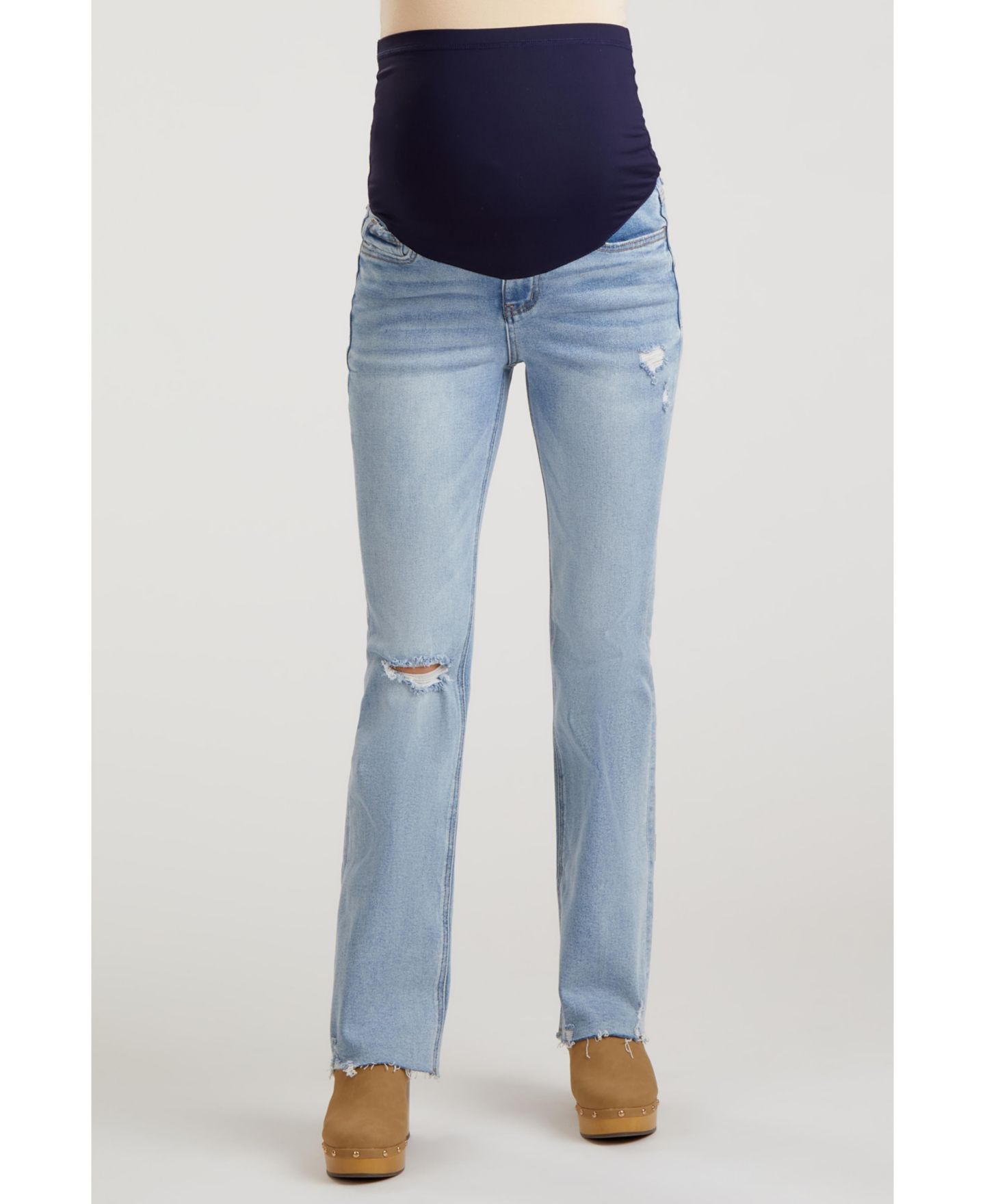 Женские джинсы Pinkblush Light Blue Distressed Bootcut, цвет: Синий — фото 1