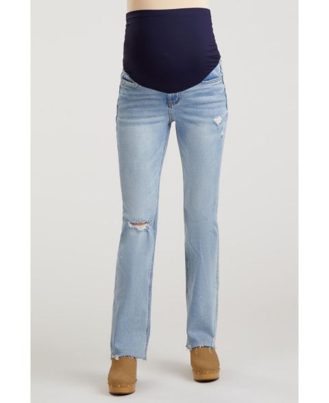 Женские джинсы Pinkblush Light Blue Distressed Bootcut, цвет: Синий