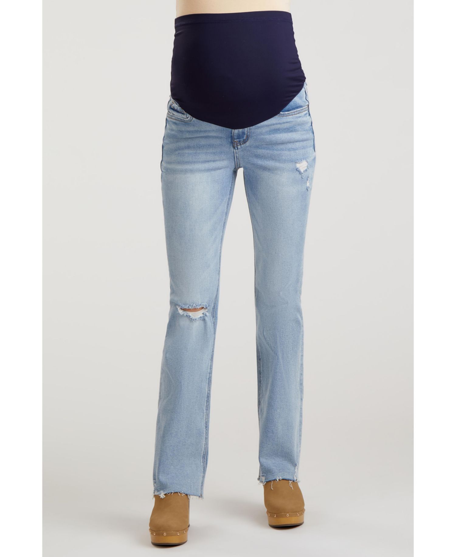 Women's Light Blue Distressed Bootcut Jeans