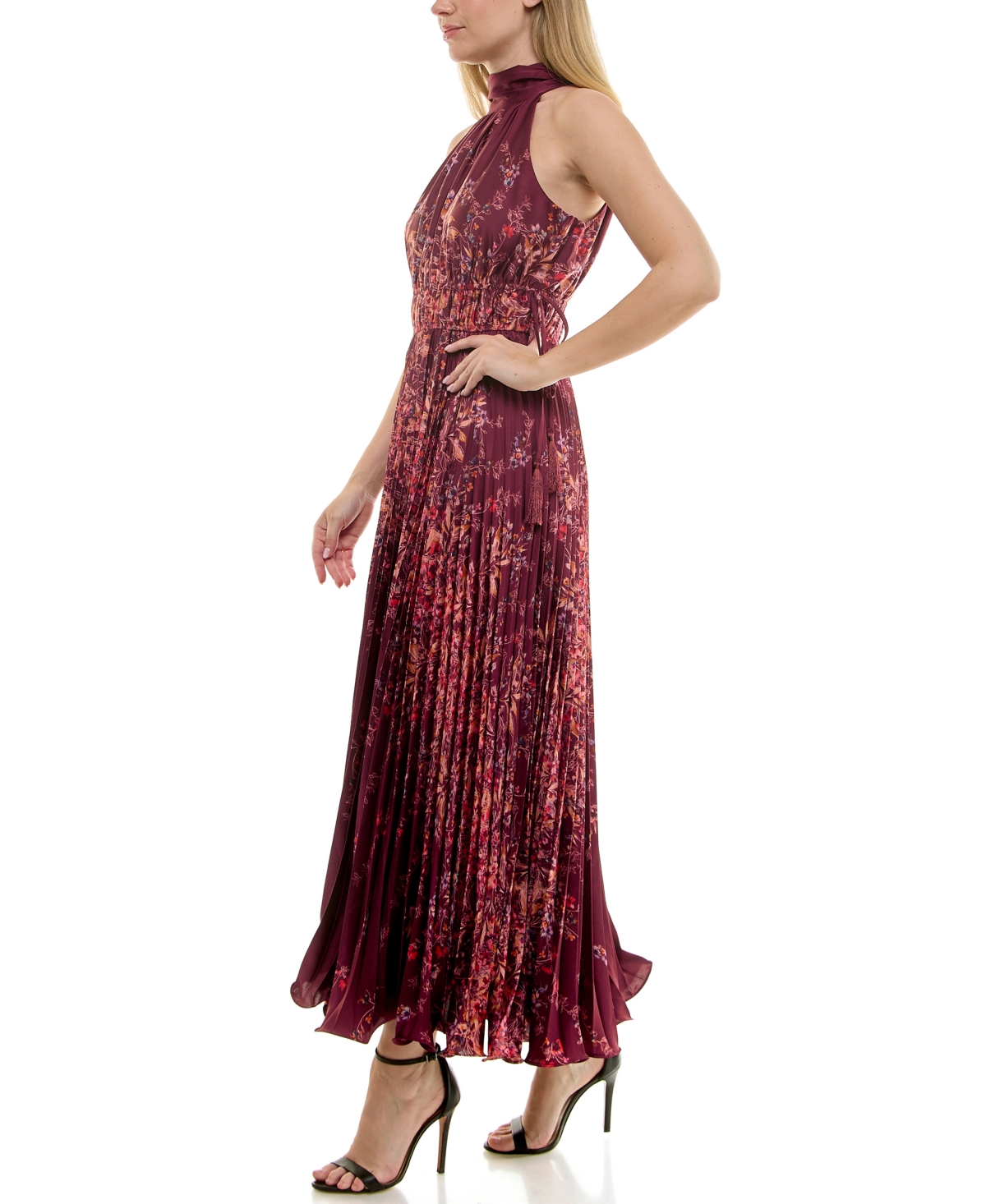 Taylor Plus Size Halter Neck Sleeveless Printed Maxi Dress In Multi