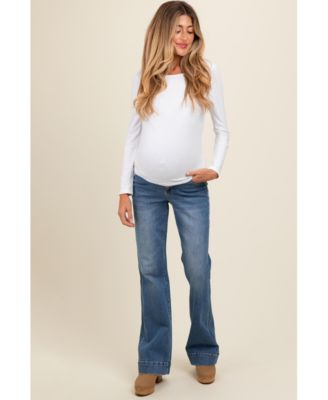 Maternity Blue Wide Hem Flare Jeans