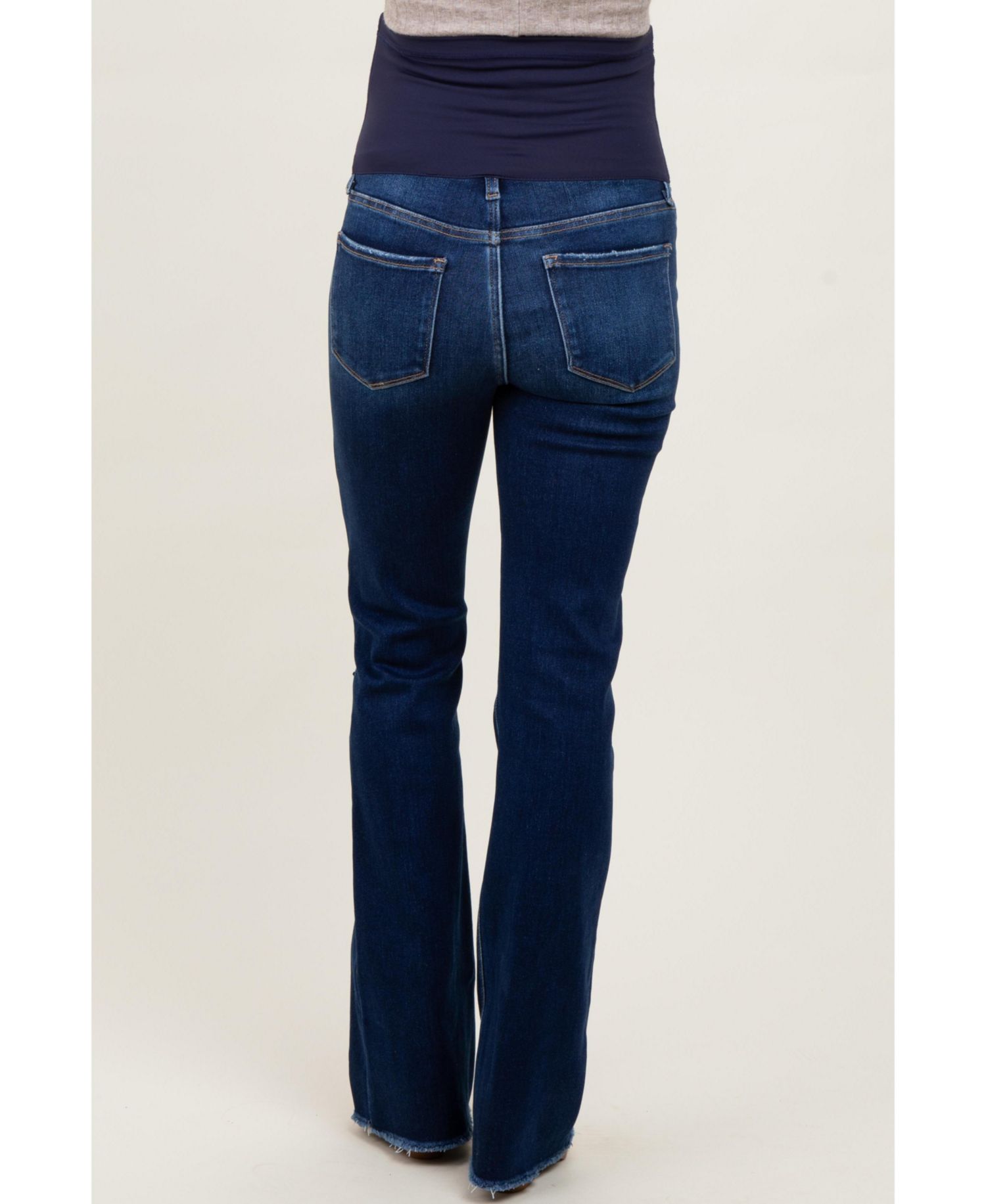 Women's Navy Raw Hem Bootcut Jeans