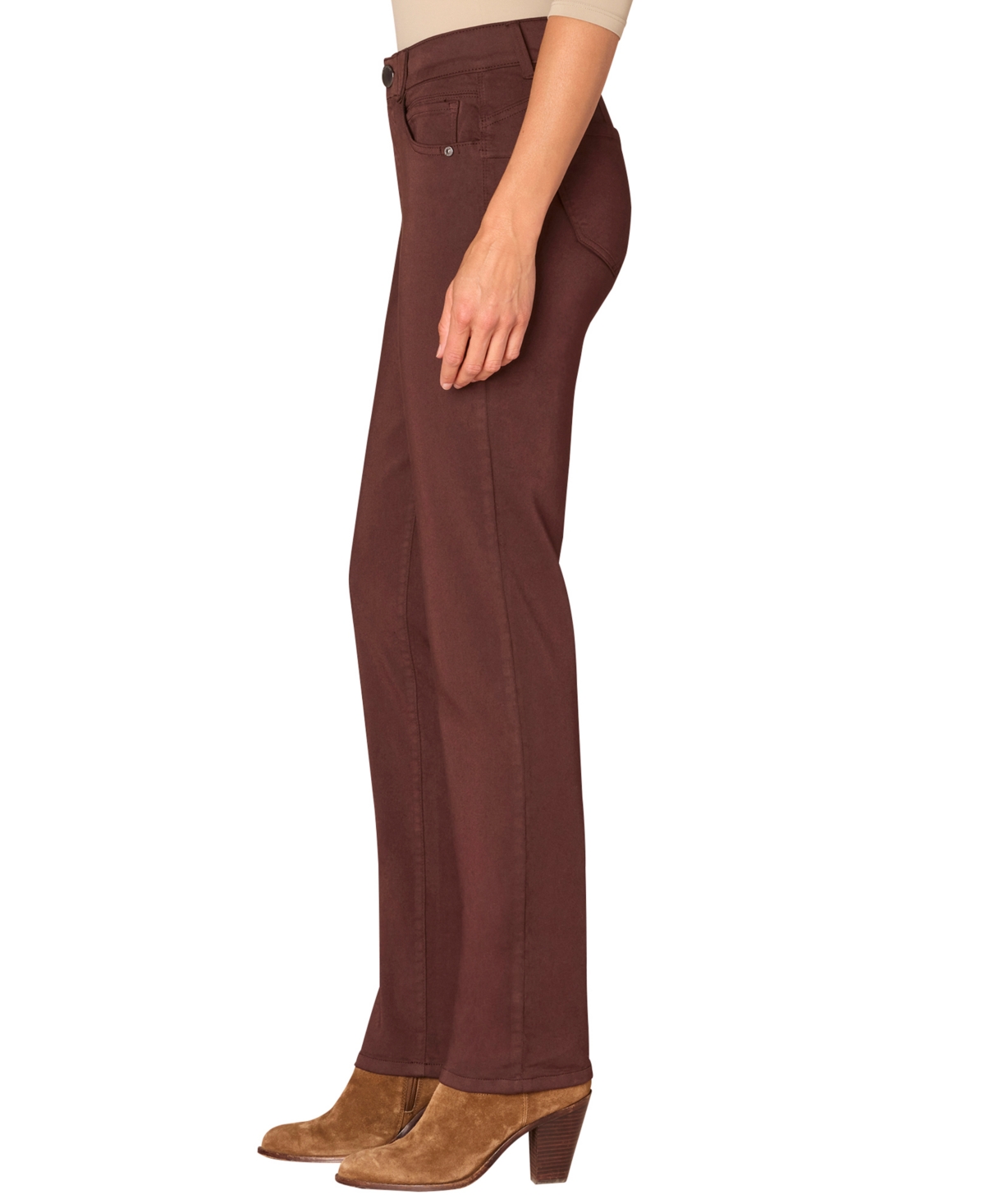Democracy Petite "ab"solution Straight-leg Jeans In Burgundy