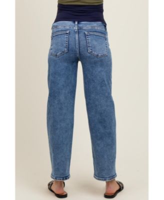 Maternity Blue Slim Ankle Barrel Leg Jeans