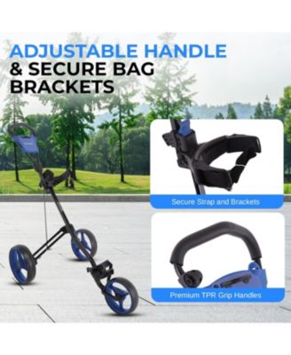 Foldable 3-Wheel Golf Push Cart with Deluxe Scorecard Holder