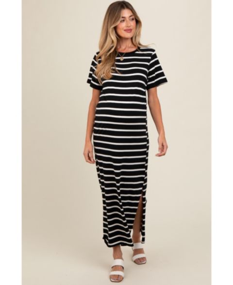 Женское платье Pinkblush Red Striped Side Slit Maxi, цвет: Чёрный