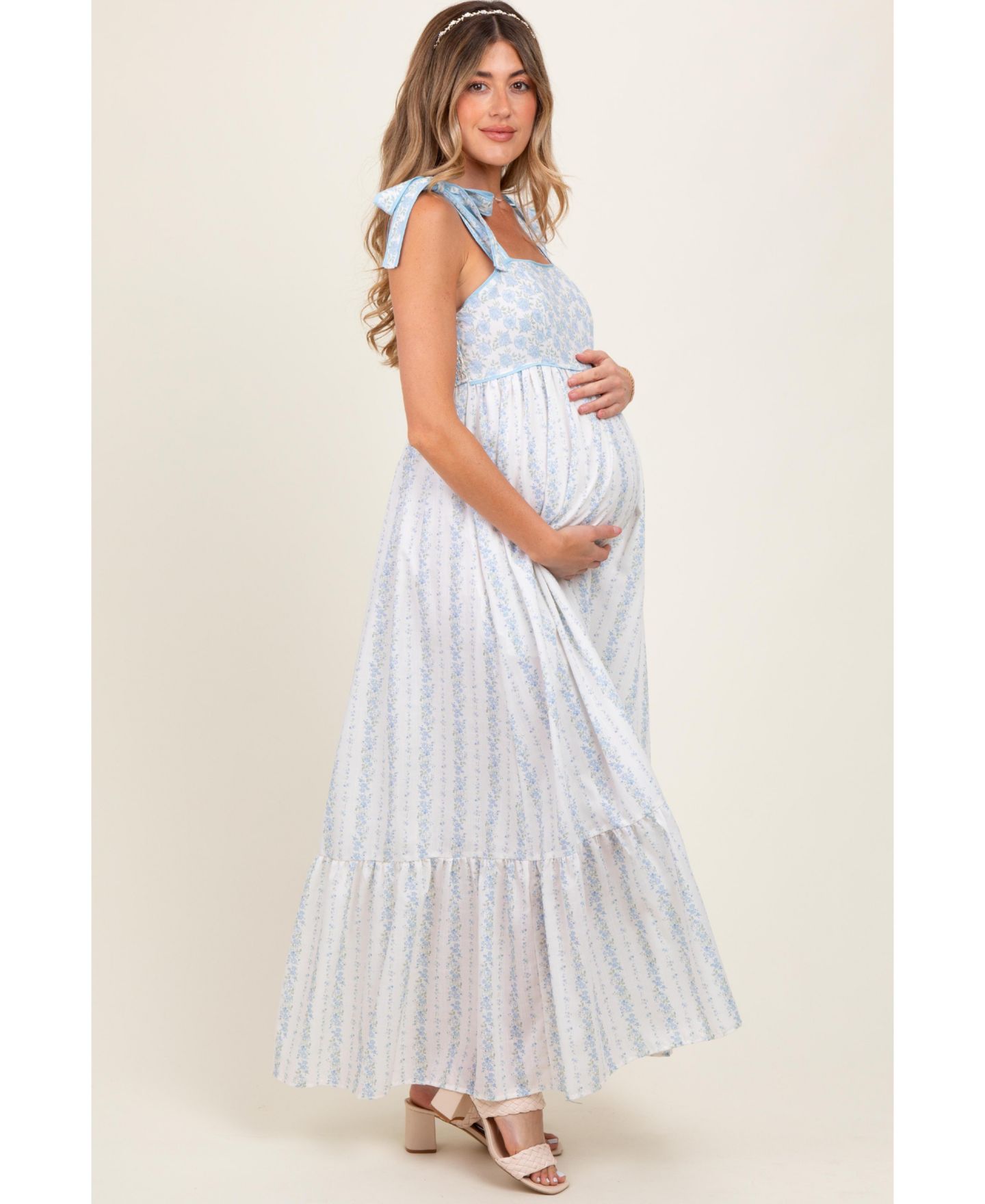 Женское платье Pinkblush Light Blue Floral Cotton, цвет: Светлый синий — фото 2