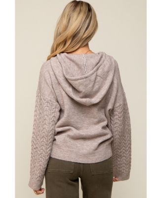 Maternity Mixed Knit Hooded Sweater