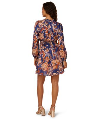 by Adrianna Papell Women's V-Neck Pull-On Printed Short Dress
