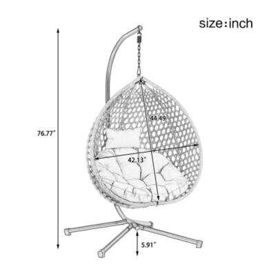 U STYLE Sturdy Hammock Chair with Stand Durable Hanging Egg Chair Rattan Weaving Indoor Outdoor Swing