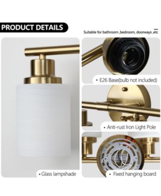 6-Light Golden Bathroom Vanity Light Fixture, Frosted Glass Shades, Modern Wall Mounted Lighting