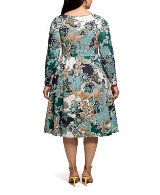 Plus Size Long Sleeve Midi Dress