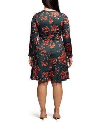 Plus Size Long Sleeve Fit and Flare Dress