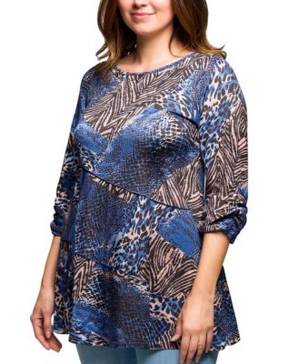 Plus Size Three Quarter Sleeve Tunic Top