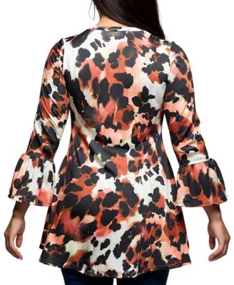 Plus Size Scoop Neck Bell Sleeve Tunic Top