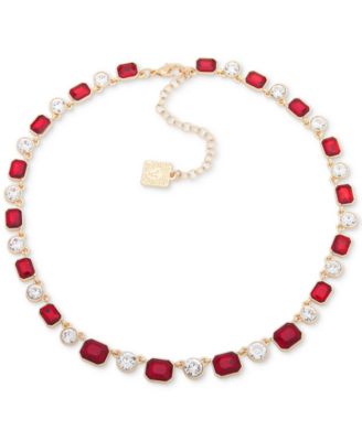 Glass Stones Gold-Tone Single Strand Necklace