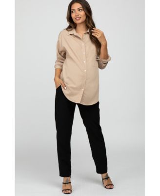 Maternity Navy Blue Pleated Relax Fit Pants