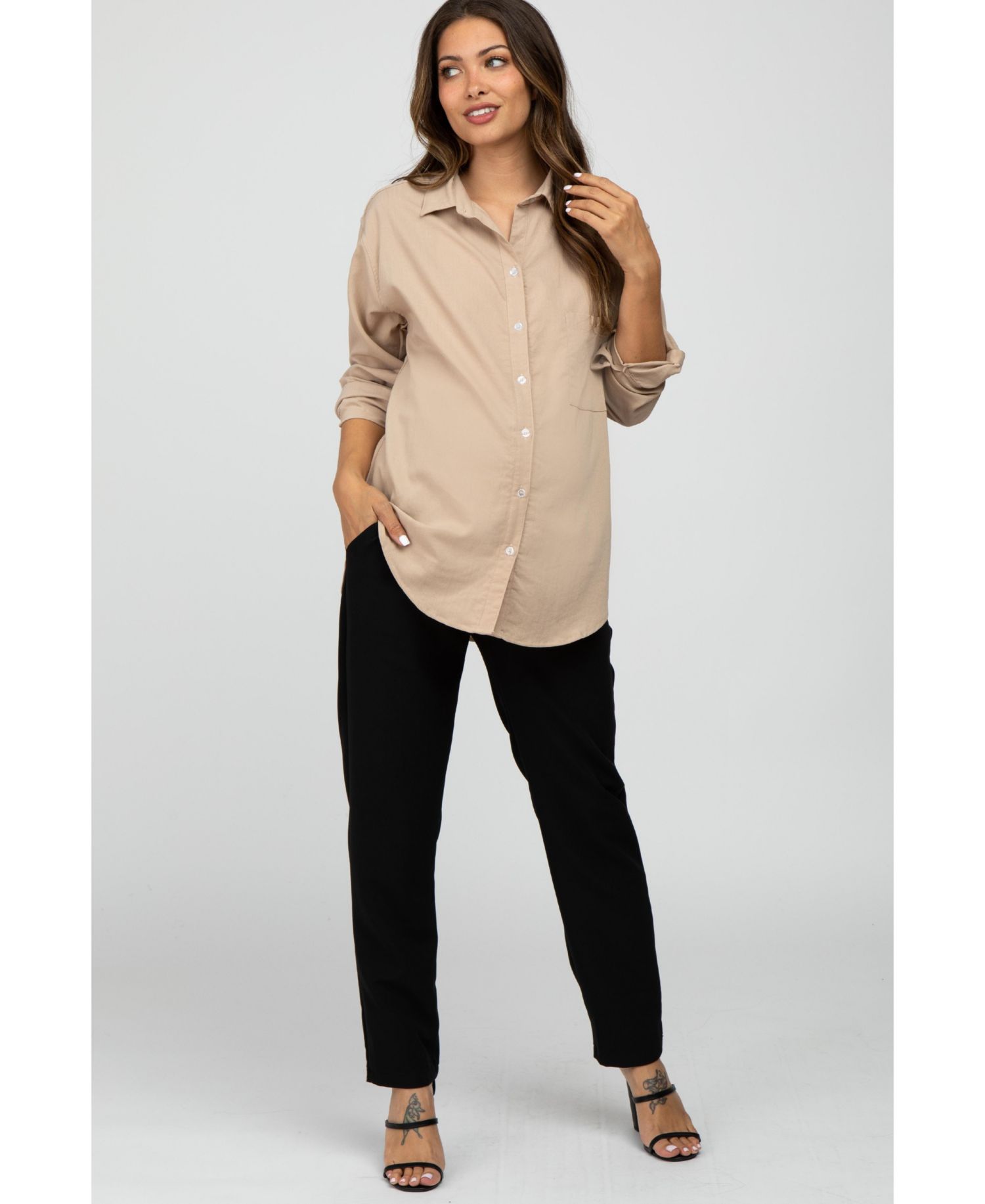 Women's Black Pleated Relax Fit Pants