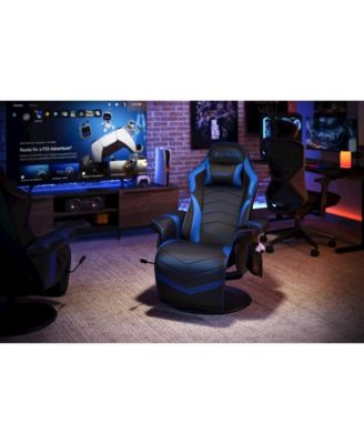 Reclining Gaming Chair with Footrest, Gaming Chair Recliner - Blue