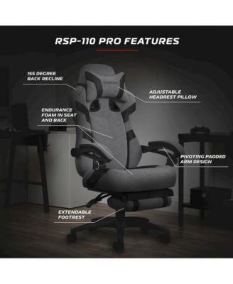 Gaming Chairs For Adults With Headrest Pillow - Grey Fabric