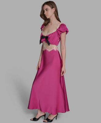 Women's Cap Sleeve Maxi Lace Dress