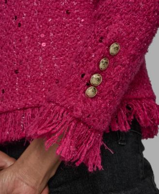 Women's V-Neck Fringe Sequin Tween Jacket