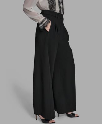 Women's Pleated Back Notch Wide Leg Pants