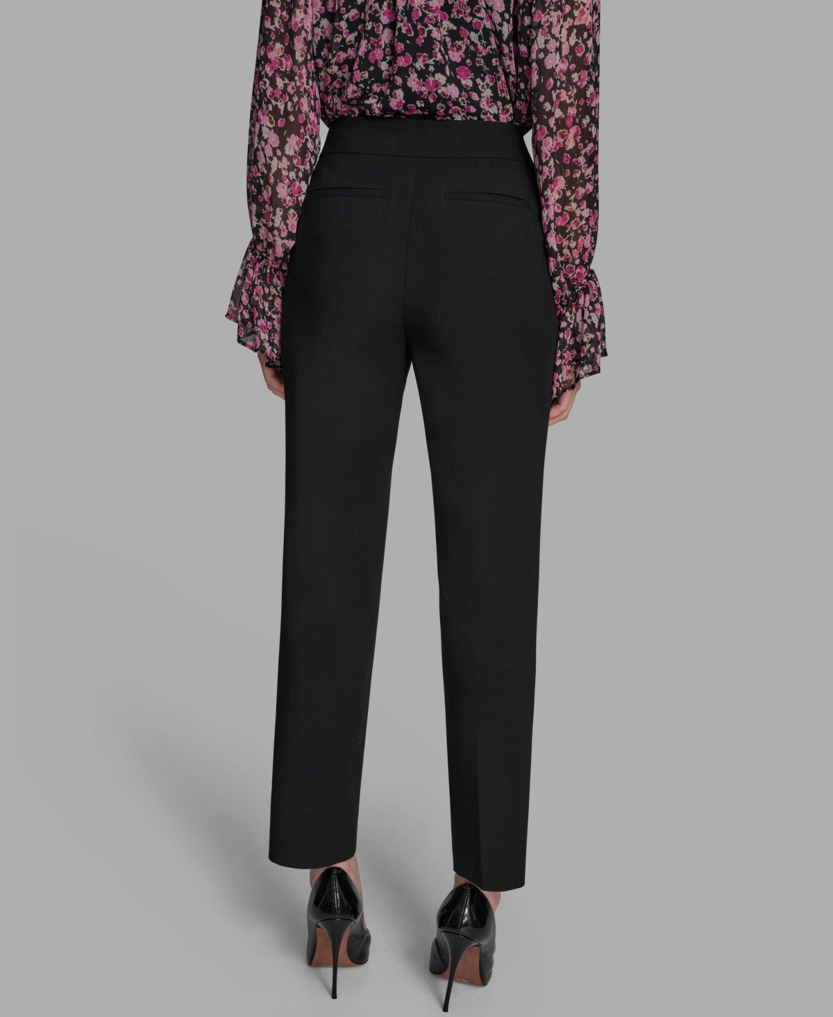 Bcbg Women's Flat Front Two Button Tab Mid Rise Pants In Black