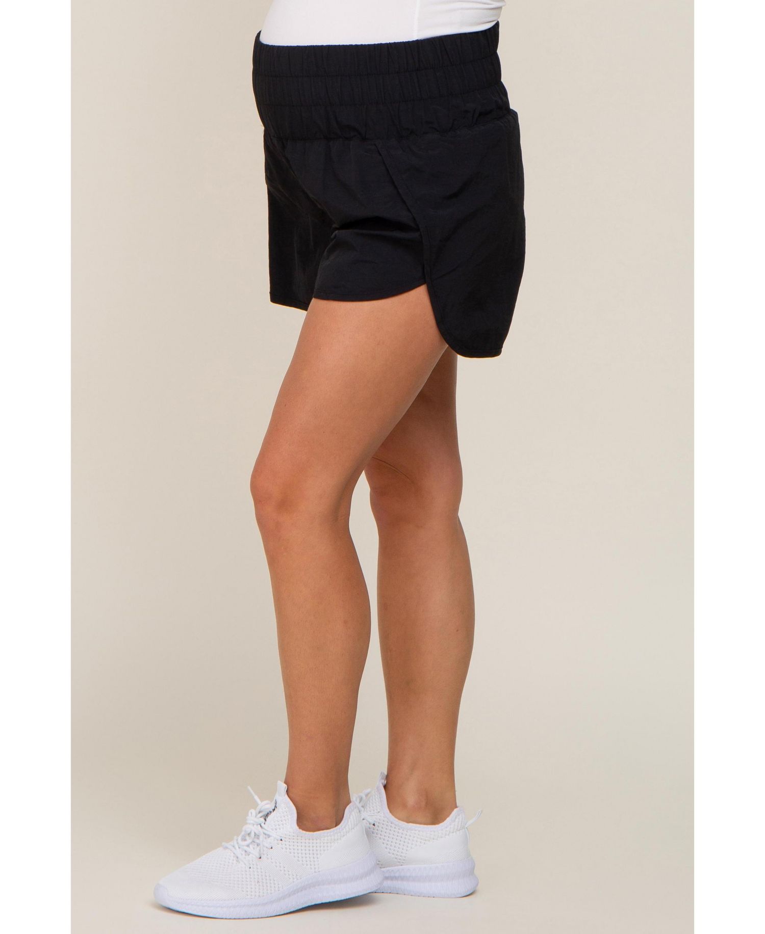 Women's Black Curved Hem Active Shorts