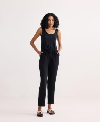 Women's Relaxed Drawstring Jumpsuit in Black