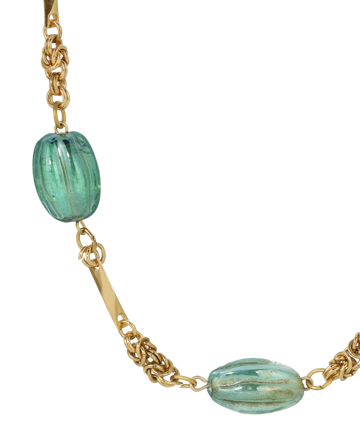 2028 Green Glass Ab Necklace In Green