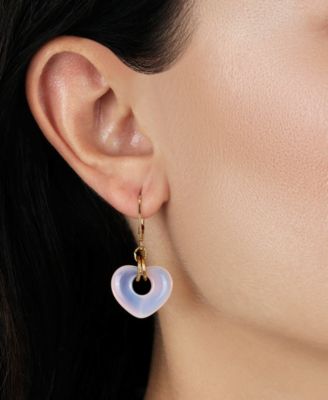 Gold Tone Heart Drop Leverback Earrings