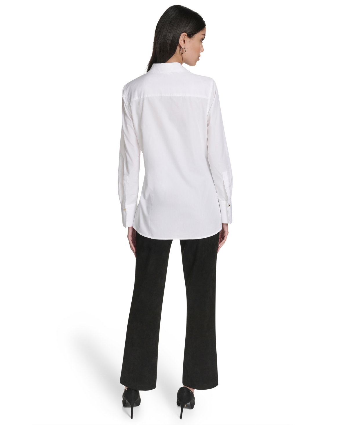 Halston Women's Long Sleeves Poplin Shirt In White