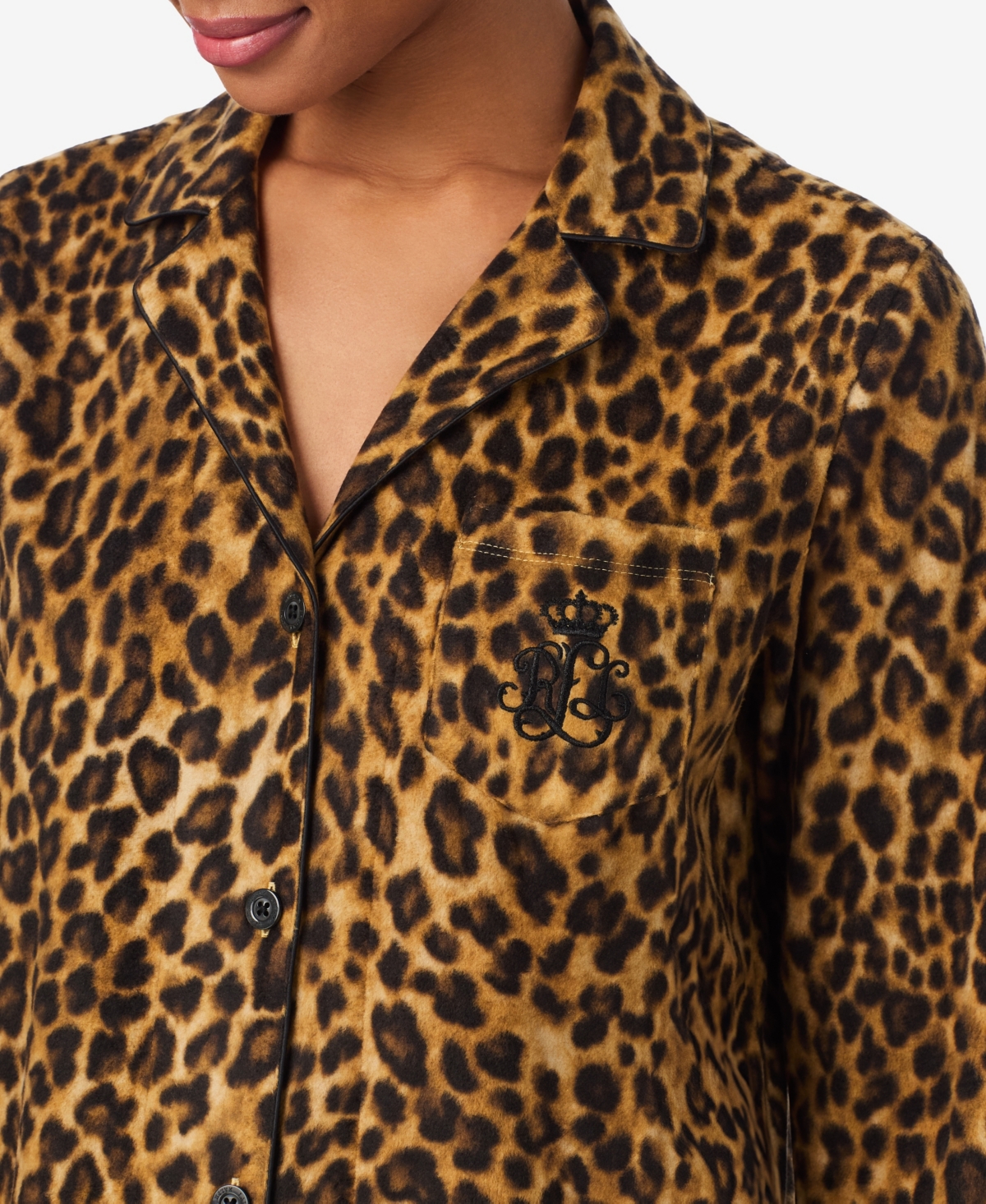 Ralph Lauren Leopard-paisley Sateen Sleep Set In Brown
