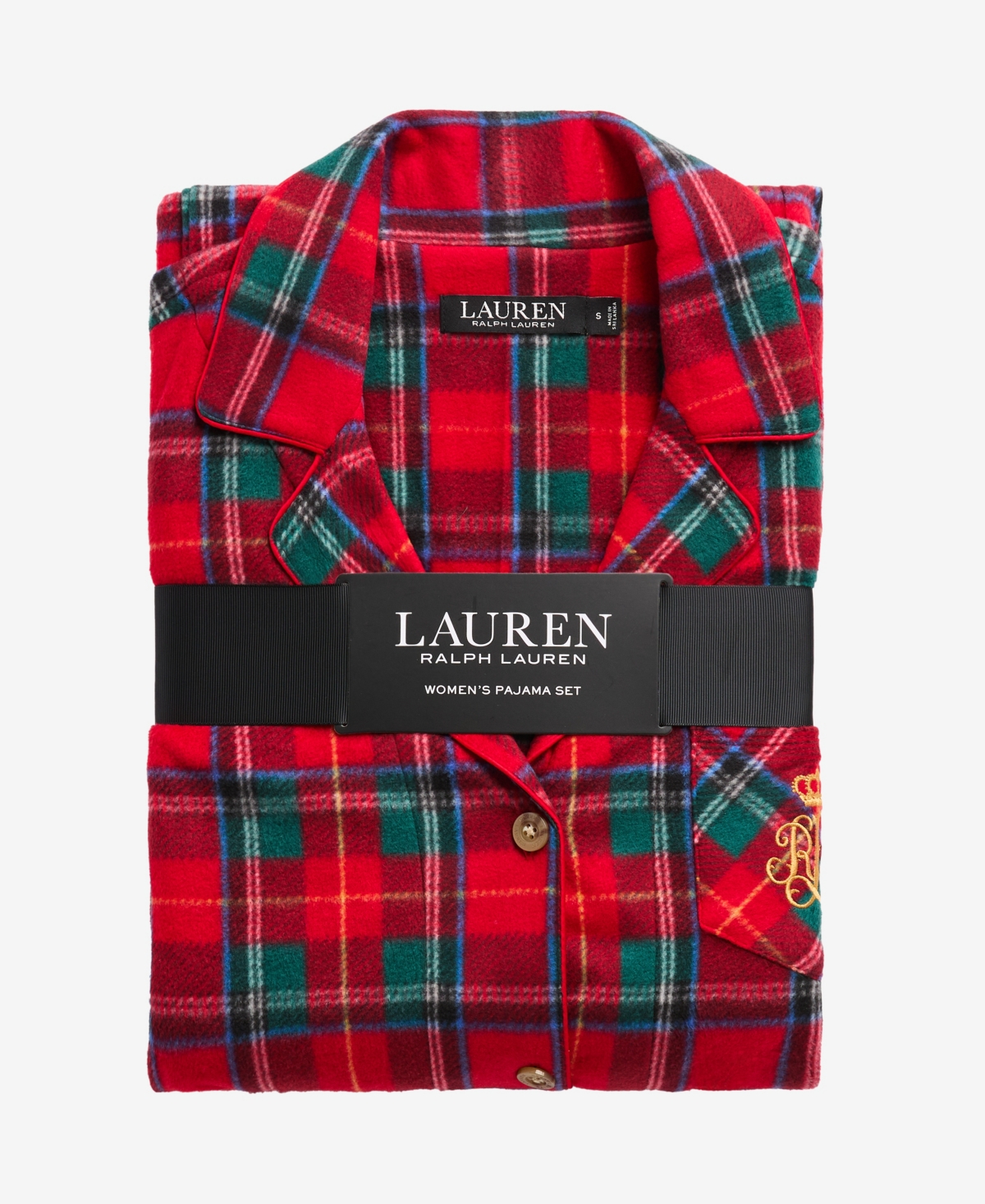 Ralph Lauren Plus Size Long Sleeves Notch Collar Pajama Set In Red