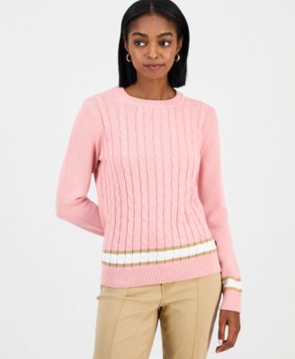Women's Thick-Tipped Cable-Knit Crewneck Sweater