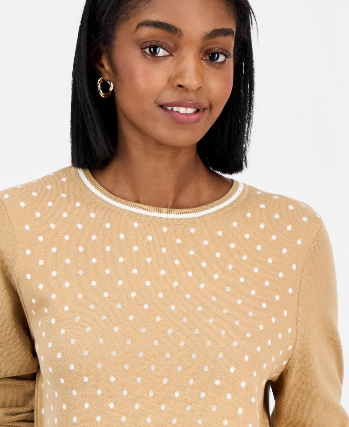 Nautica Women's Cotton Dot Crewneck Sweater
