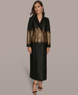 Donna Karan New York - Women's Long Sleeve Jacquard Coat Dress