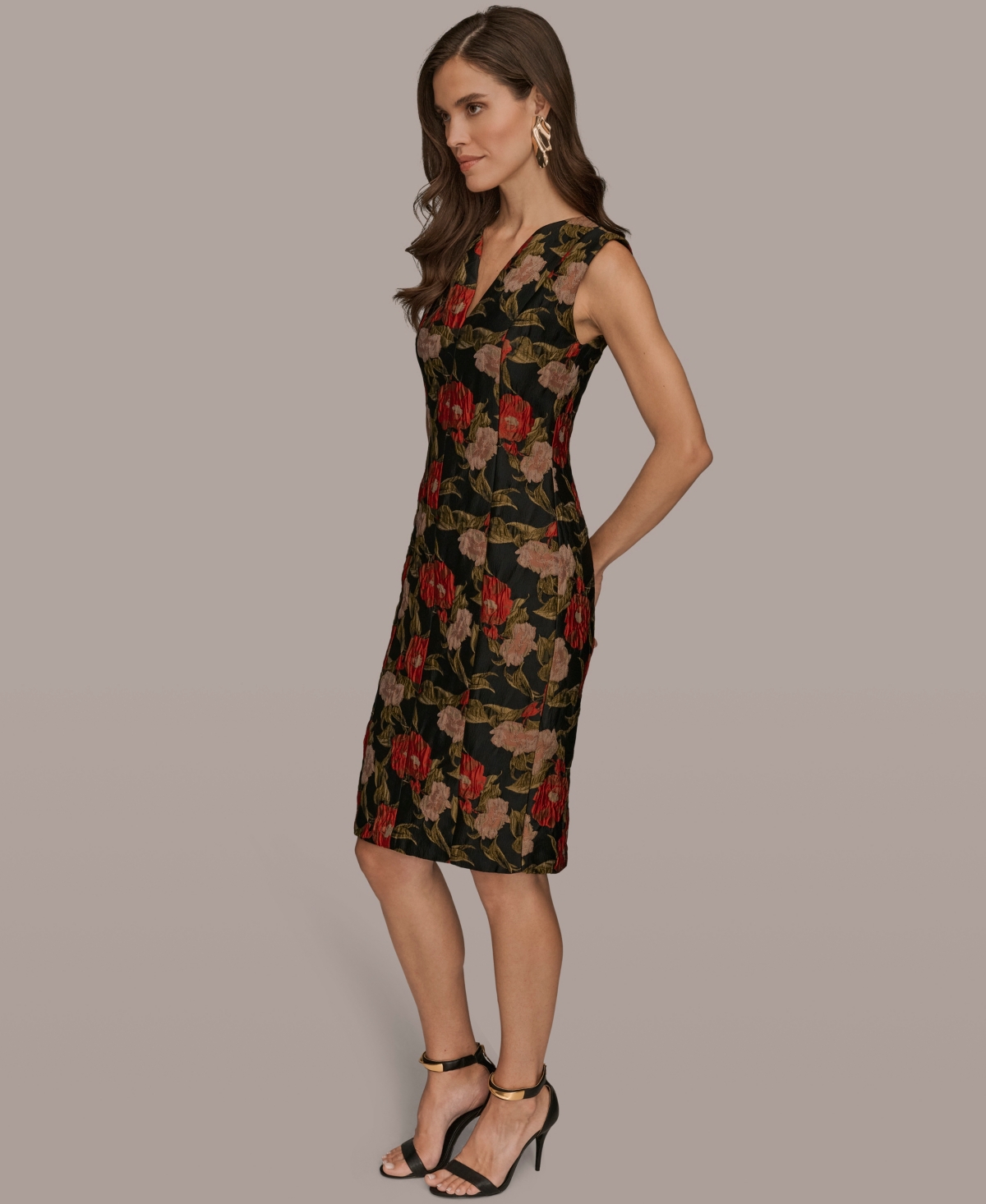 Donna Karan New York Women's Jacquard V-Neck Dress