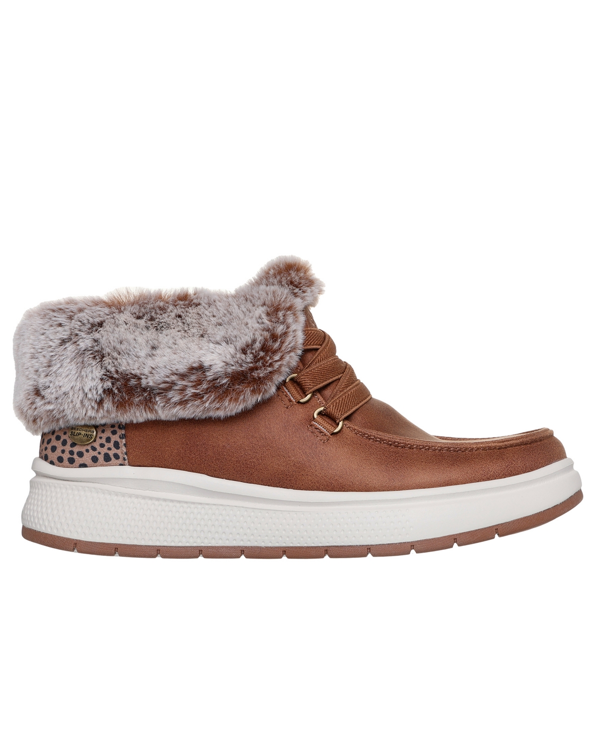 Skechers Women's Slip-ins Bobs Skip Cute Wave-fur Fancies Casual Booties From Finish Line In Animal Print