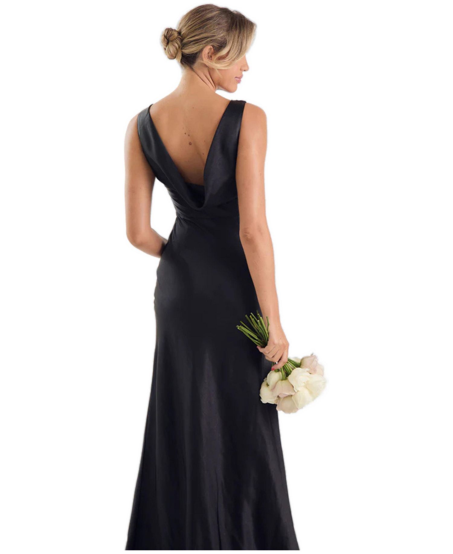 Women's Cowl Back Satin Bridesmaid Dress