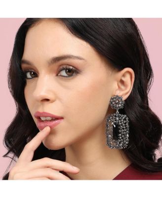 Stone Intricate Cluster Geometric Drop Earrings